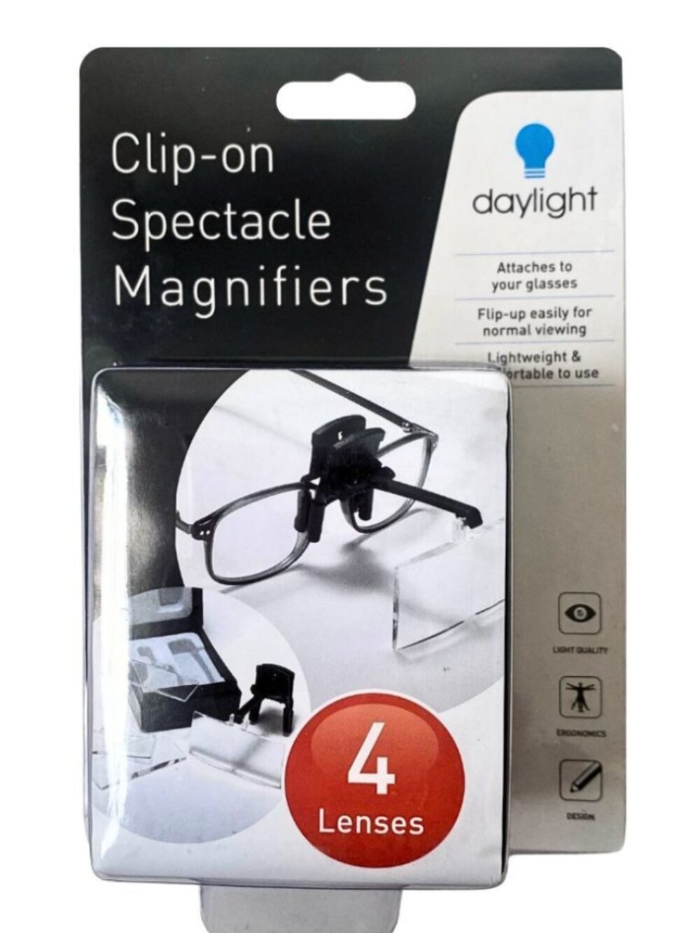 Daylight Clip-on Spectacle Magnifiers - Set of 4